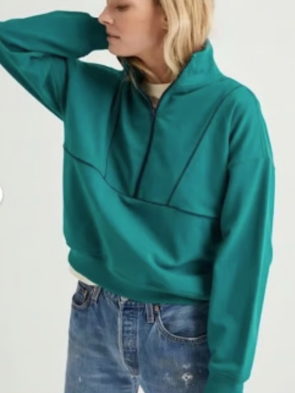 Richer Poorer Terry Half-Zip Sweater Teal